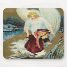 Vintage, Angel Protecting Little Girl Mousepads
