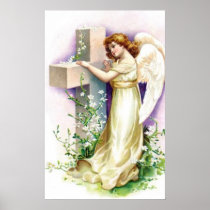 Vintage Angel With Christian Cross Posters