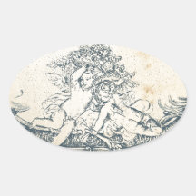Vintage Angels Oval Sticker