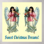 Vintage Angels Pink Top Christmas Dreams CH405 Posters