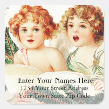 Vintage Angels Singing Address Label Square Stickers