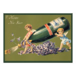 Vintage Angels with Champagne; A Happy New Year Personalized Invite