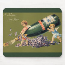 Vintage Angels with Champagne; A Happy New Year Mousepads