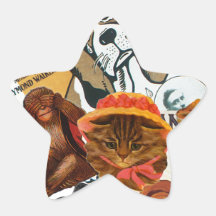 Vintage Animal Collage Star Stickers