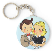 Vintage Anniversary Couple Keychains