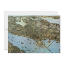 Vintage Antique Aerial Map of Seattle, Washington Personalized Invite