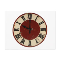 Vintage Antique Clock Face Distressed Post Cards