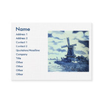 Vintage Antique Delft Blue Tile - Windmill Business Card Templates
