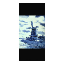 Vintage Antique Delft Blue Tile - Windmill Rack Cards