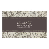 Vintage Antique Floral Save the Date - "Cambridge" Rectangle Sticker