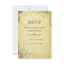 Vintage Antique Look Wedding RSVP Card