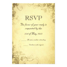 Vintage Antique Look Wedding RSVP Card Personalized Invite