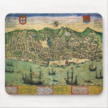 Vintage Antique Map; Town Plan of Lisbon, 1598 Mousepads