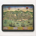 Vintage Antique Map; Town Plan of Lisbon, 1598 Mousepads