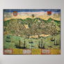 Vintage Antique Map; Town Plan of Lisbon, 1598 Poster