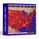 Vintage Antique Map United States of America, USA 3 Ring Binder