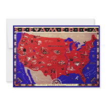 Vintage Antique Map United States of America, USA Invite