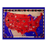Vintage Antique Map United States of America, USA Post Card