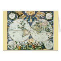 Vintage Antique Old World Map by Pieter Goos, 1666 Greeting Cards