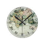 Vintage Antique Old World Map by Pieter Goos, 1666 Clocks