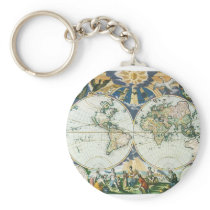 Vintage Antique Old World Map by Pieter Goos, 1666 Key Chains