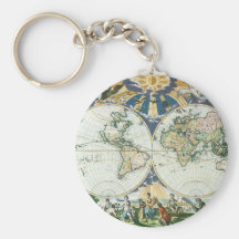 Vintage Antique Old World Map by Pieter Goos, 1666 Key Chains