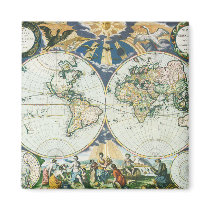 Vintage Antique Old World Map by Pieter Goos, 1666 Magnet