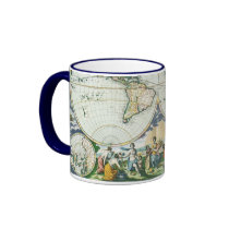 Vintage Antique Old World Map by Pieter Goos, 1666 Mugs