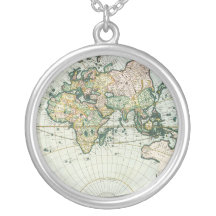 Vintage Antique Old World Map by Pieter Goos, 1666 Pendant