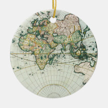 Vintage Antique Old World Map by Pieter Goos, 1666 Ornaments