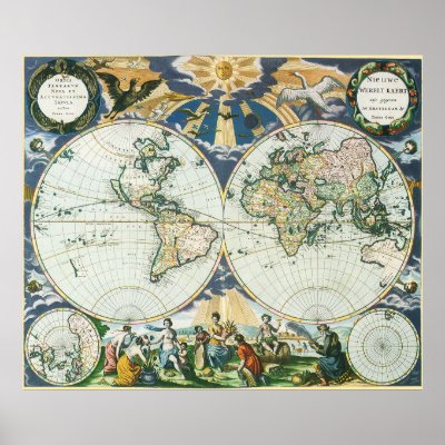 Vintage Antique Old World Map by Pieter Goos, 1666 Poster by YesterdayCafe
