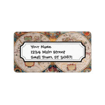 Vintage Antique Old World Map Design Faded Print Custom Address Label