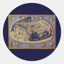 Vintage Antique Ptolemaic World Map, 1482 Stickers