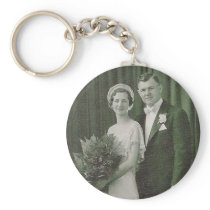 Vintage Antique Romantic Bride and Groom Photos Key Chain