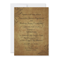 Vintage Antique Teastain Swirl Wedding Custom Invitations