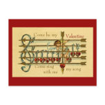 Vintage Antique Valentine's Day Musical Postcard
