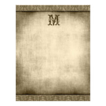 Vintage Any Initial Damask Border Letterhead