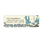 Vintage Aqua Birds Hot Pink & Aqua Flower Labels