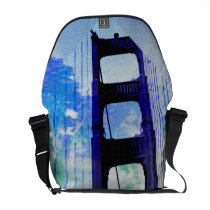 Vintage aquarium goldengate bridge of SanFrancisco messenger bags