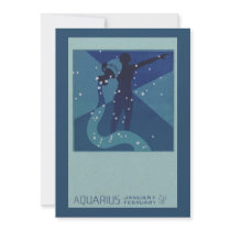 Vintage Aquarius; Signs of the Zodiac Personalized Announcement