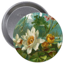Vintage, Aquatic Flower, Wife Birthday Button