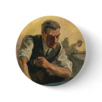 Vintage Architect Reviewing Blueprints Pinback Buttons