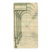Vintage Architecture, Columns Arches Perspecitve Custom Shipping Labels