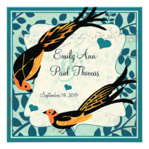 Vintage Art Deco Bird Save the Date Personalized Invitation