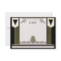 Vintage Art Deco Couple Formal Wedding RSVP Custom Invites