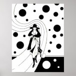 Vintage Art Deco Fashion Woman Polka Dots Posters