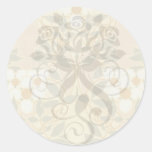 vintage art deco flower pattern round sticker