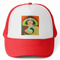 Vintage Art Deco Girl Mesh Hat