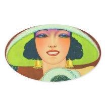 Vintage Art Deco Girl Oval Sticker