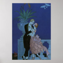 Vintage Art Deco Love Romance Newlyweds Wedding Poster